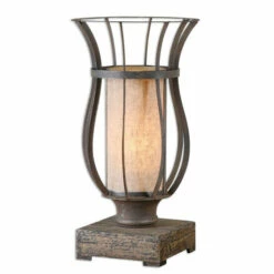 New 🧨 Uttermost Minozzo 1-light Bronze/ Wood Table Lamp 👏
