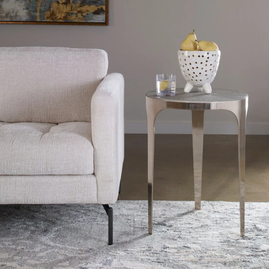Deals โค๏ธ Uttermost Agra Brushed Nickel Modern Side Table โจ - Image 3