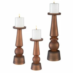 Discount ๐ Uttermost Cassiopeia Butter Rum Glass Candleholders, S/3 - 4.5"W X 15.25"H X 4.5"D ๐