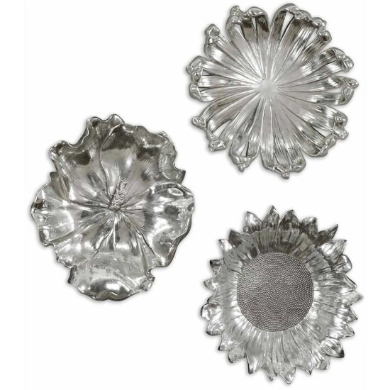 Best Sale โค๏ธ Uttermost Silver Flowers Wall Art (Set Of 3) ๐