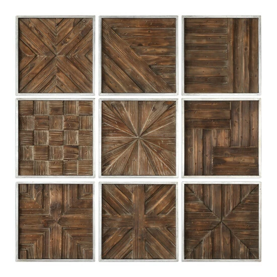 Outlet 👏 Uttermost Bryndle Rustic Wooden Squares ( Set Of 9) 🔥