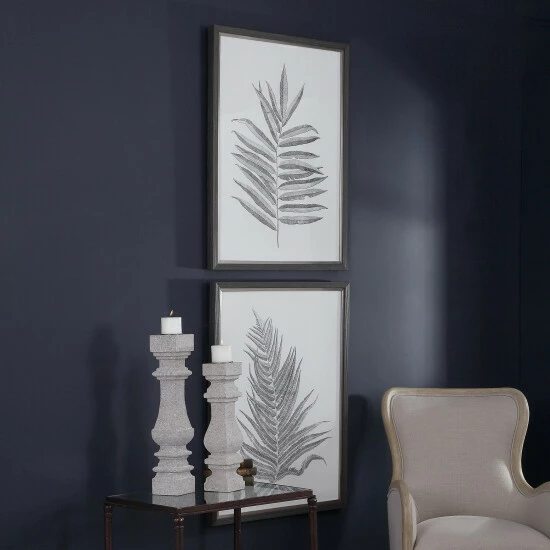 Best deal ✔️ Uttermost Silver Ferns Framed Prints (Set Of 2) - Grey ⌛ - Image 6