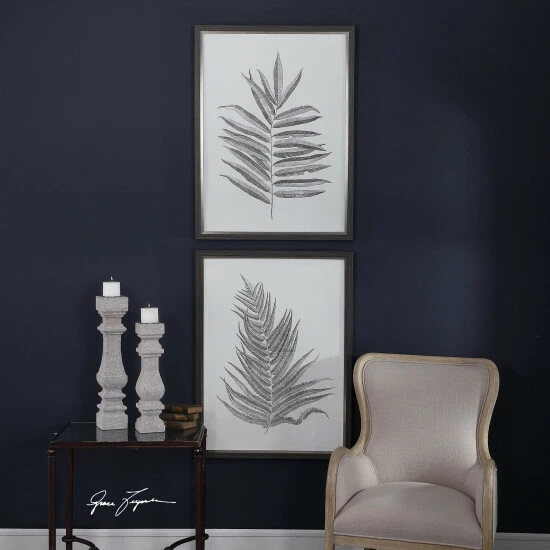 Best deal ✔️ Uttermost Silver Ferns Framed Prints (Set Of 2) - Grey ⌛ - Image 7