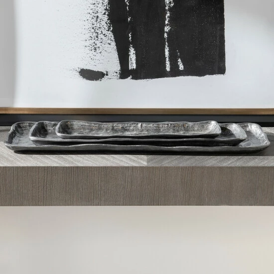 Wholesale ๐ Uttermost Artisan Antique Nickel Trays, S/3 - 24 W X 1.25 H X 7.5 D (inches) ๐ - Image 2