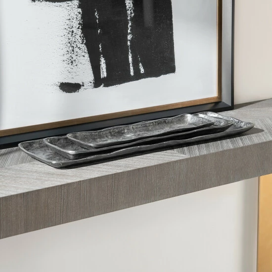 Wholesale ๐ Uttermost Artisan Antique Nickel Trays, S/3 - 24 W X 1.25 H X 7.5 D (inches) ๐ - Image 3