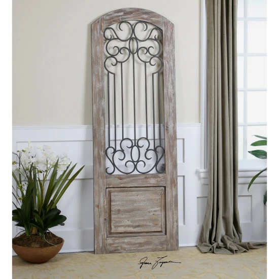 New 🔔 Uttermost Mulino Taupe Grey Distressed Wall Panel 💯 - Image 2