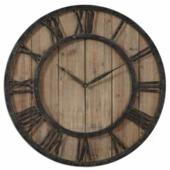 Budget 🌟 Uttermost 'Powell' Aged Wood And Bronze Wall Clock 🥰