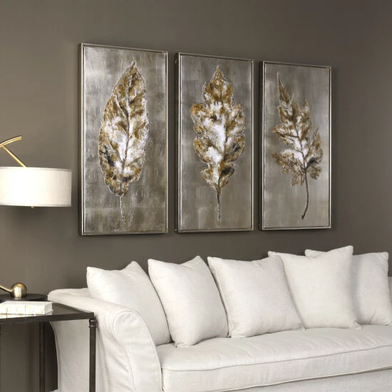 New ๐ Uttermost Champagne Leaves Modern Art (Set Of 3) ๐ - Image 2