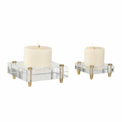 Cheap ๐ Uttermost Claire Crystal Block Candleholders (Set Of 2) ๐งจ