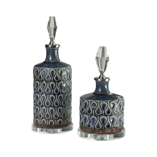 New ๐ Uttermost Varuna Cobalt Blue Bottles (Set Of 2) ๐ฏ