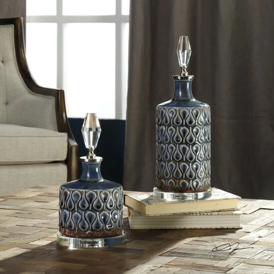 New ๐ Uttermost Varuna Cobalt Blue Bottles (Set Of 2) ๐ฏ - Image 2