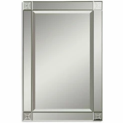 Cheap ⌛ Uttermost Emberlynn Etched Bevel Framed Mirror - Silver - 20.5x30.75x1 ✔️