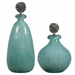 Promo ๐ Uttermost Mellita Aqua Glass Bottles (Set Of 2) ๐